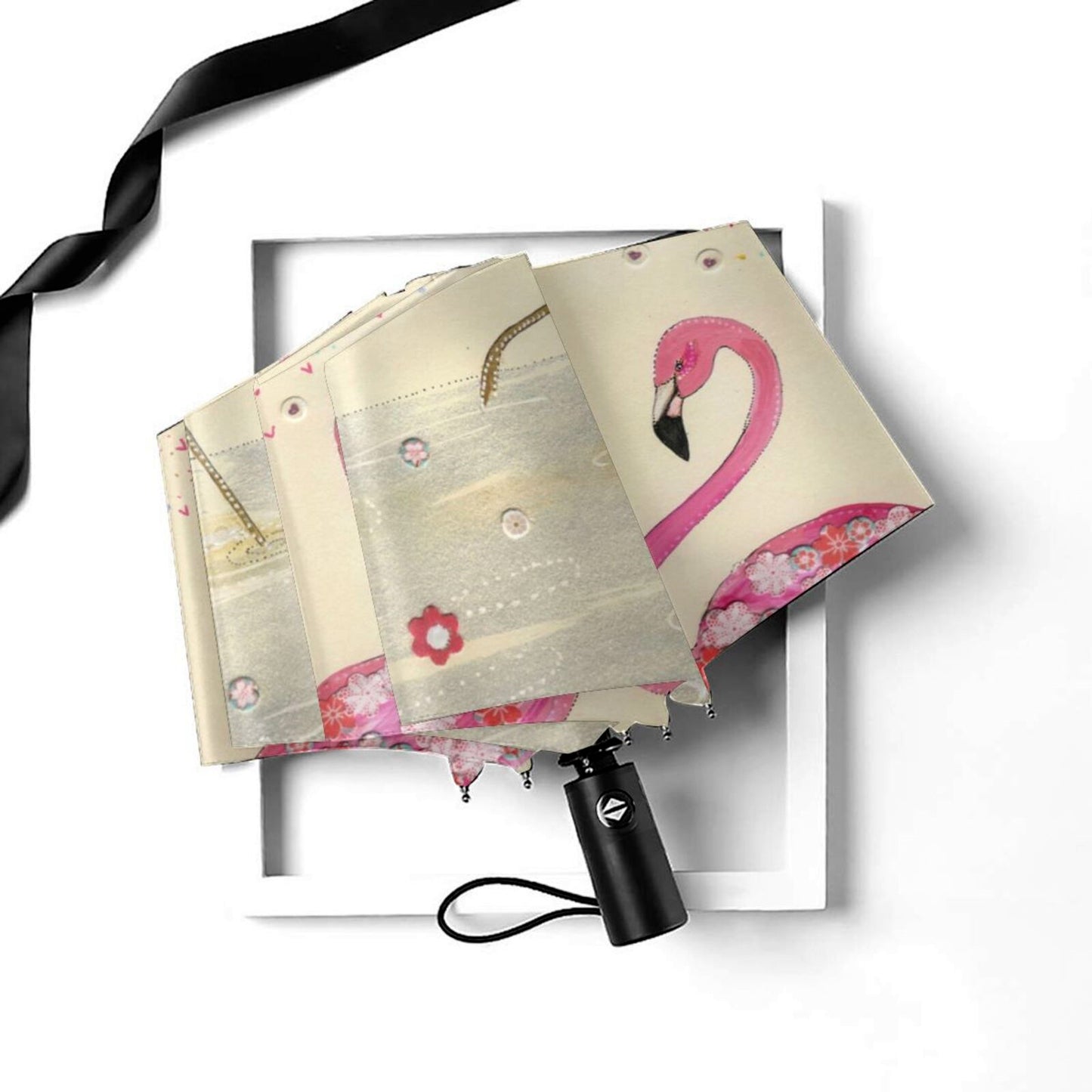 Parapluie pliant couple flamants roses