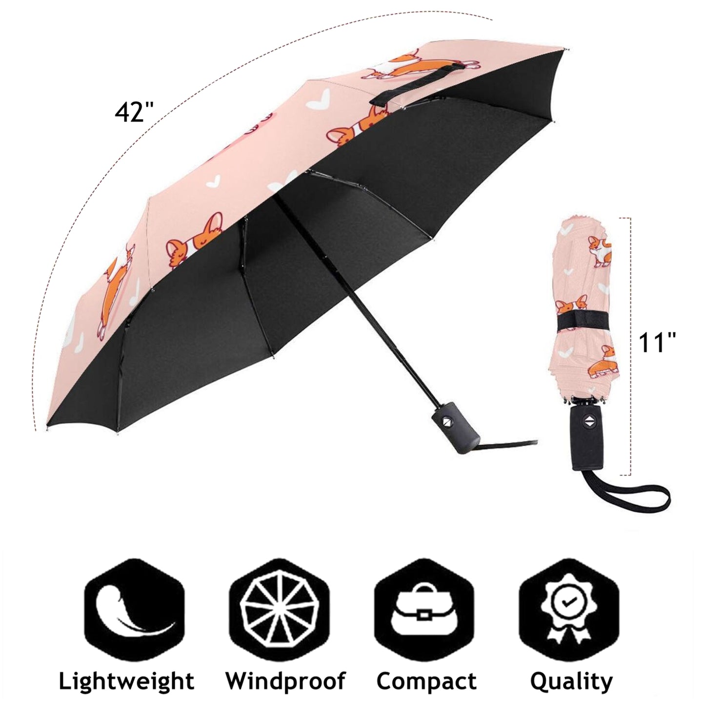 Parapluie de voyage pliable Little Corgi