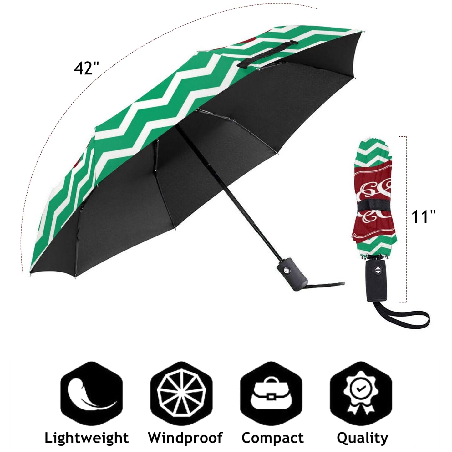 Parapluie compact à rayures pour la pluie
