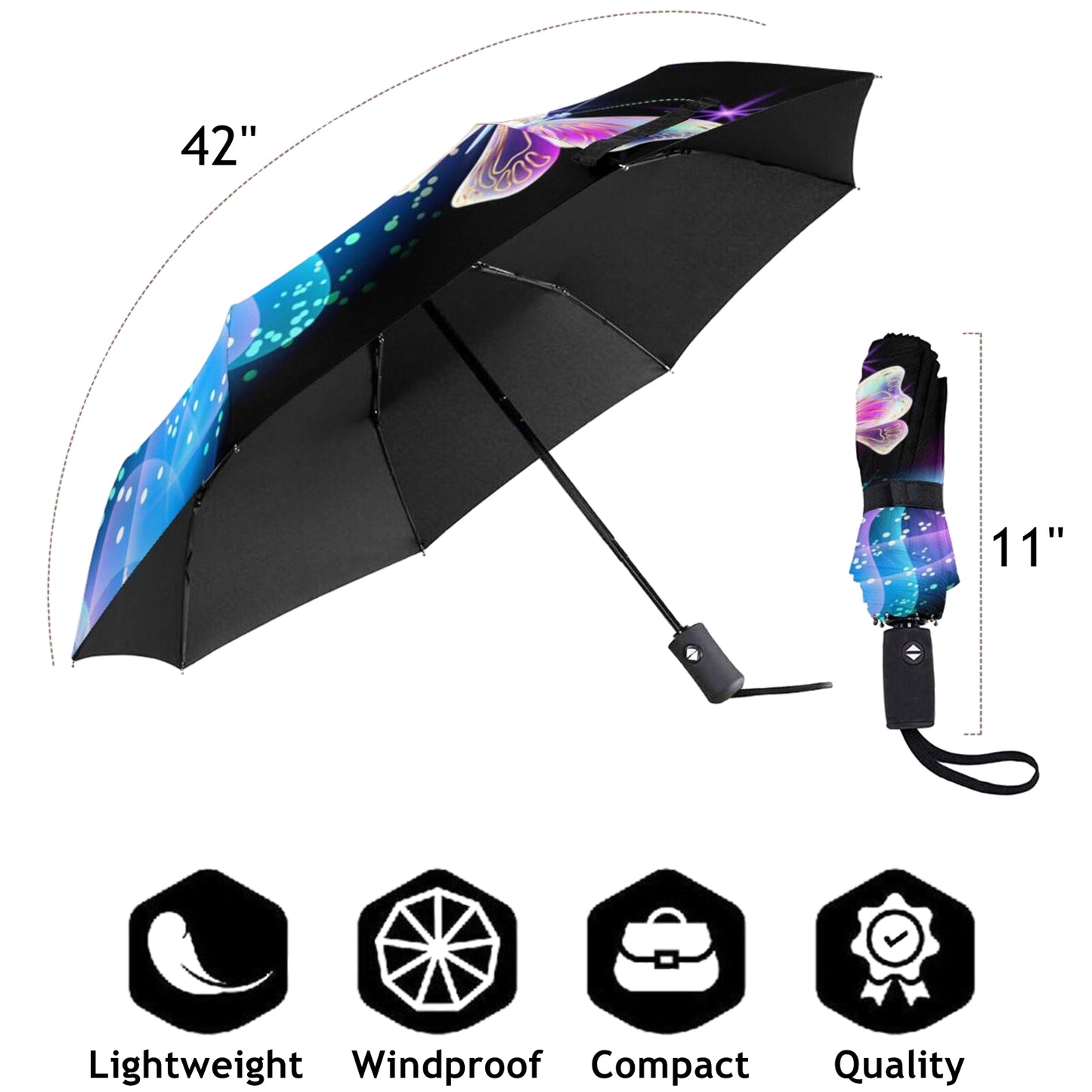 Parapluie compact pliable papillon onirique