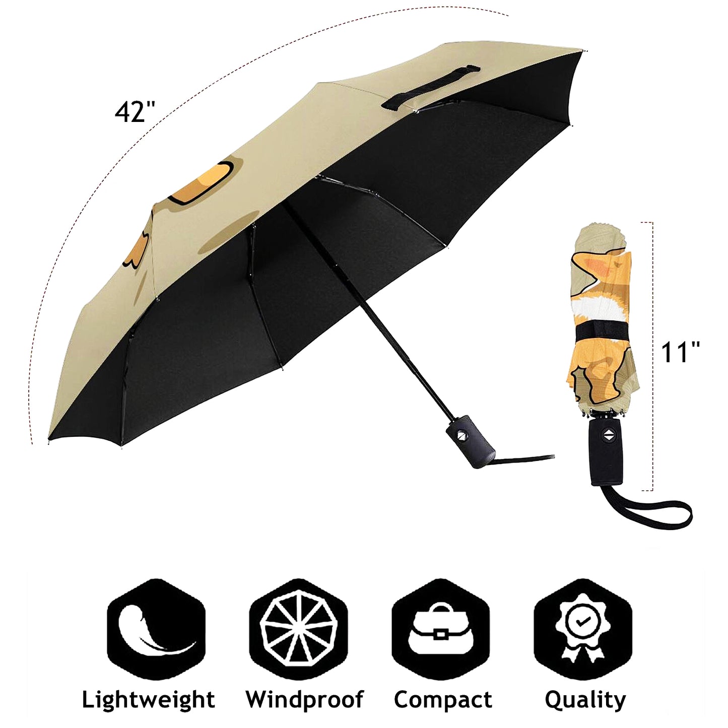 Petit parapluie pliable imprimé chiot mignon
