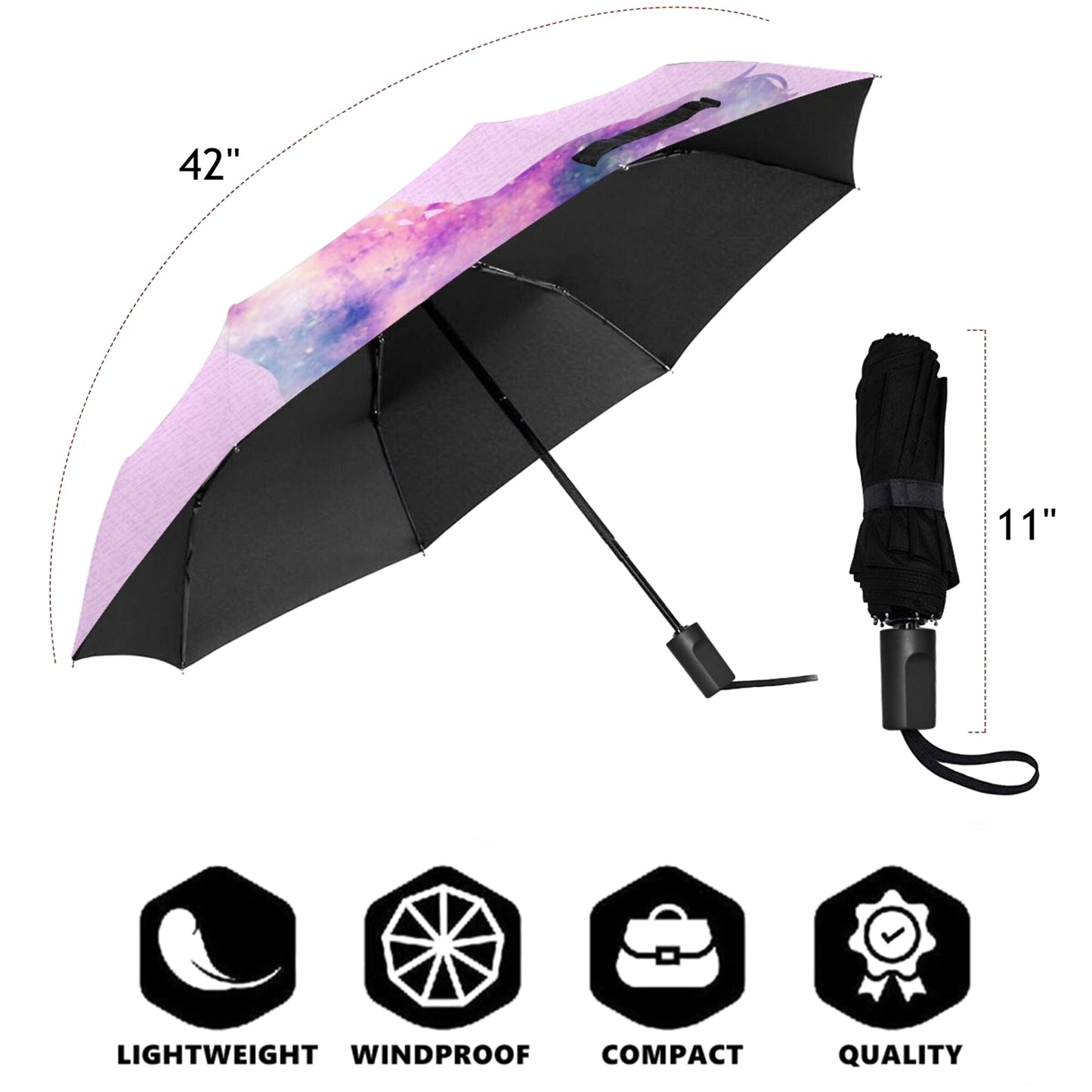 Color Changing Unicorn Manual Folding Umbrella For Rain And Sun