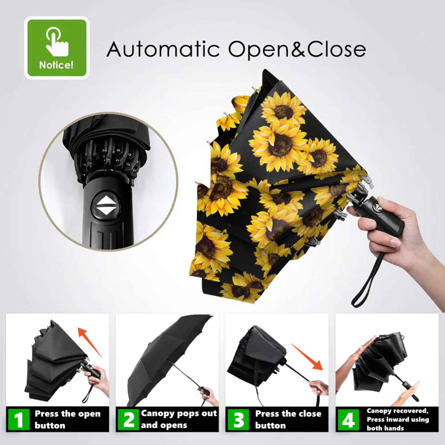 Parapluie pliant classique tournesol