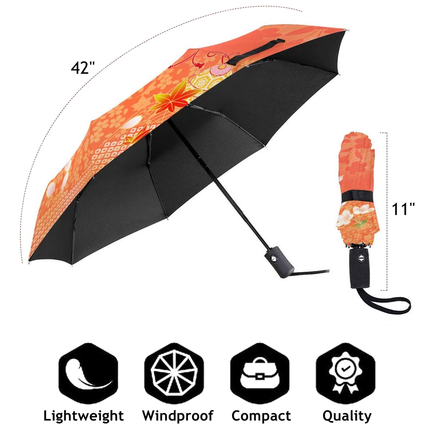 Parapluie compact à fleurs avec grues en papier