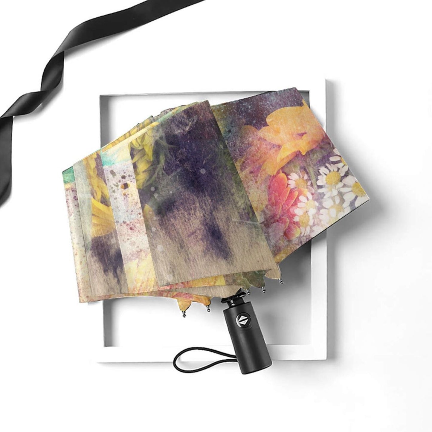 Parapluie compact à motif floral pour femme