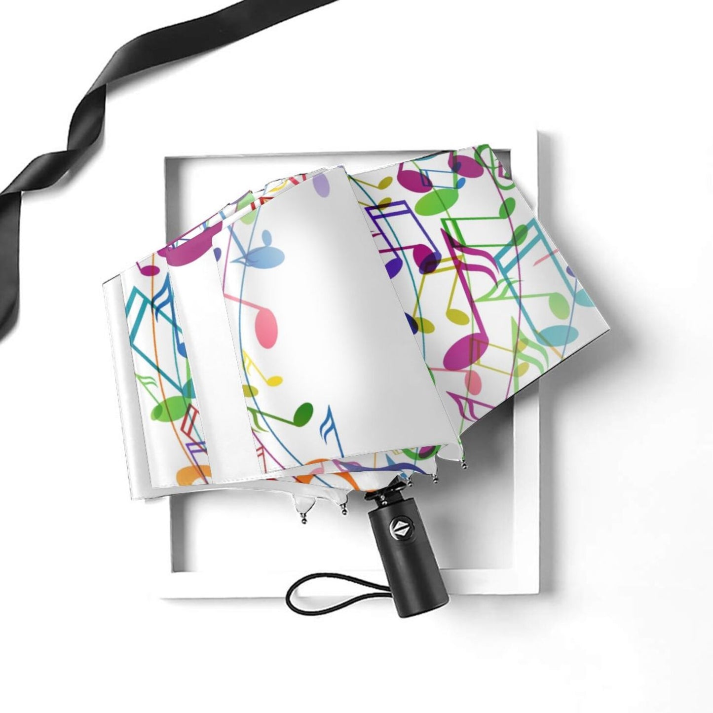Parapluie compact blanc avec note de musique