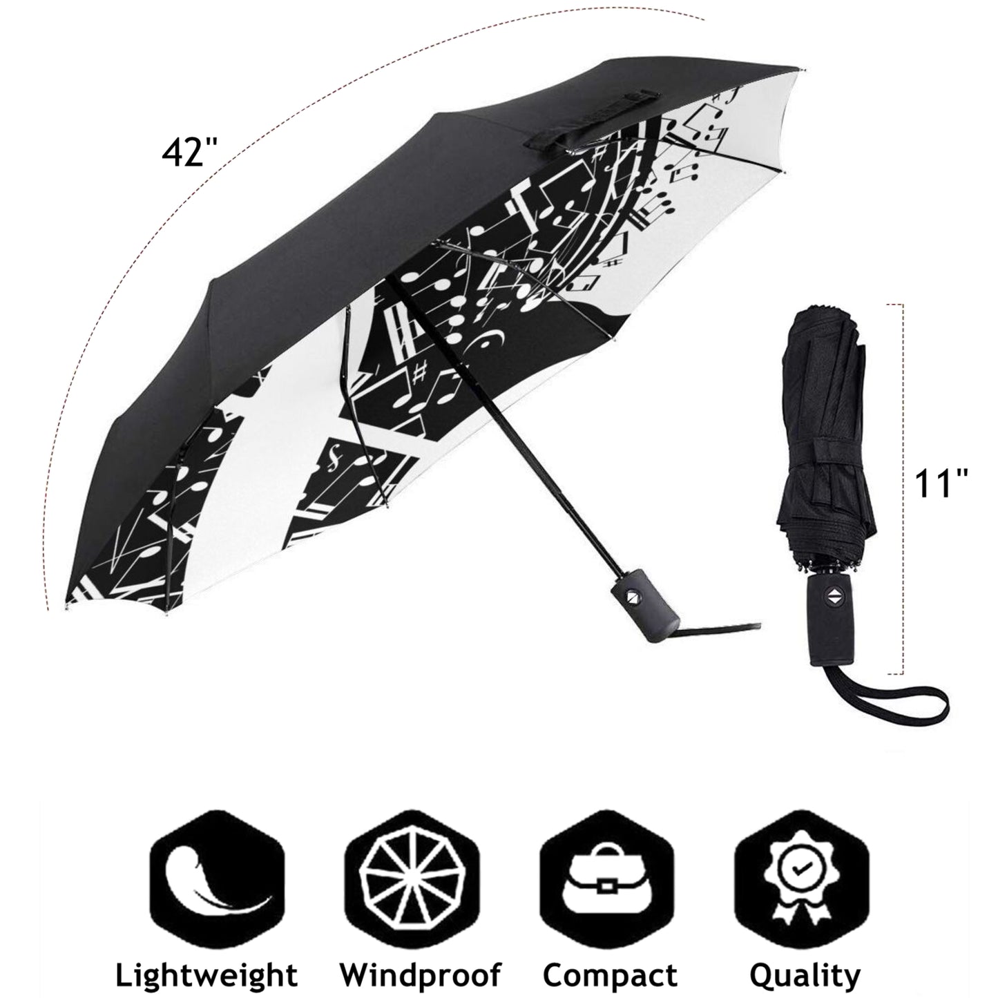 Kleiner Taschenschirm mit Musikmädchen im Inneren