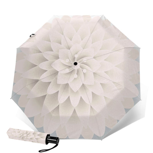 Automatischer Mini-Regenschirm mit weißem Blumen-Design