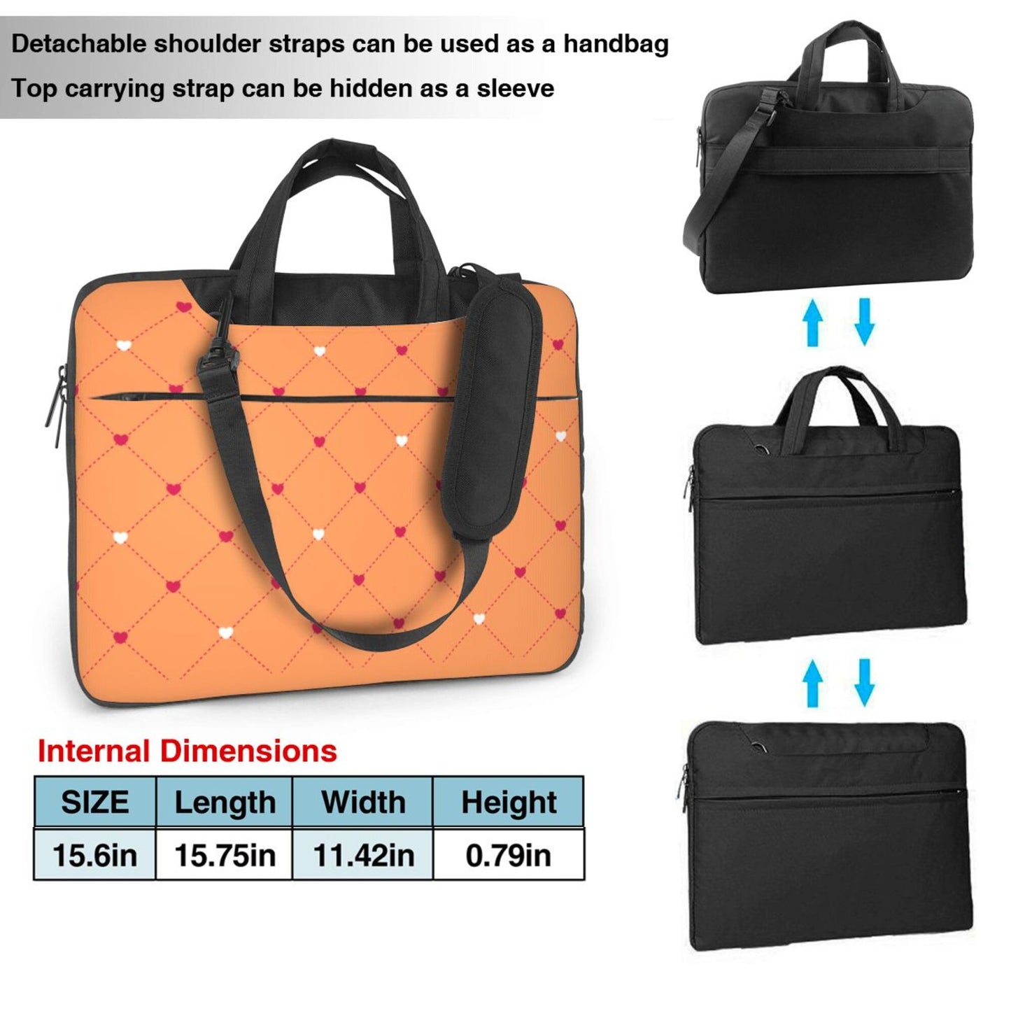 Sacoche pour ordinateur portable 15,6 pouces avec bandoulière