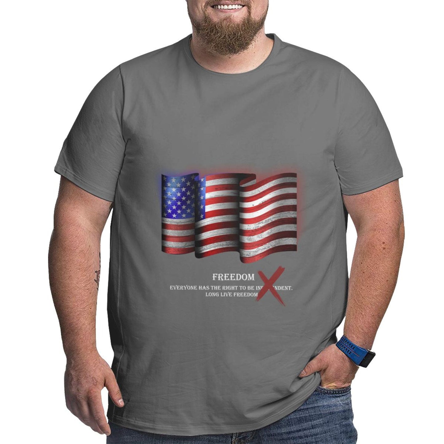 Flag Design Extra Large Plus Size Oversized T Shirts For Men
