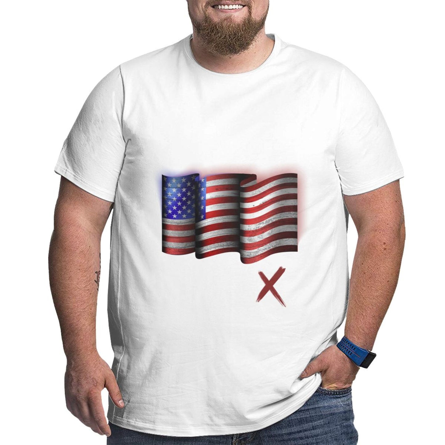 Flag Design Extra Large Plus Size Oversized T Shirts For Men