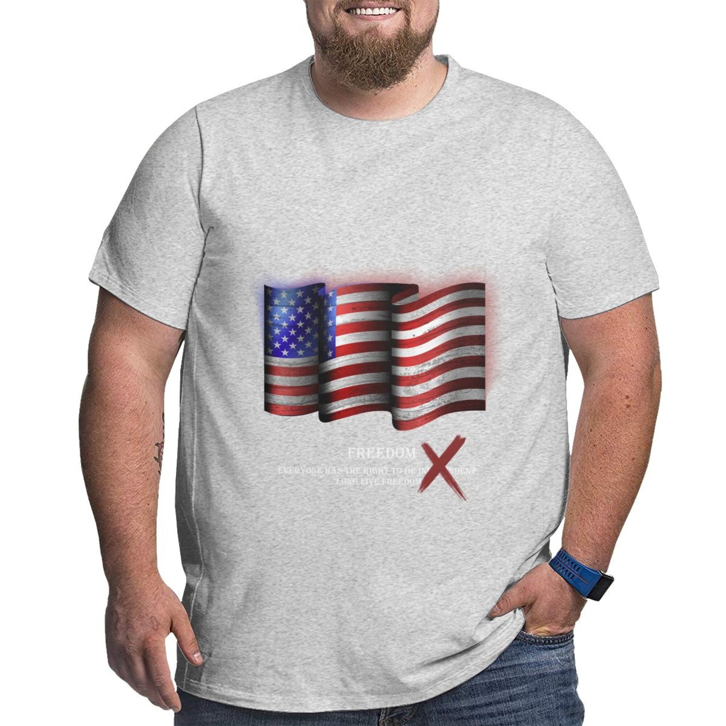 Flag Design Extra Large Plus Size Oversized T Shirts For Men