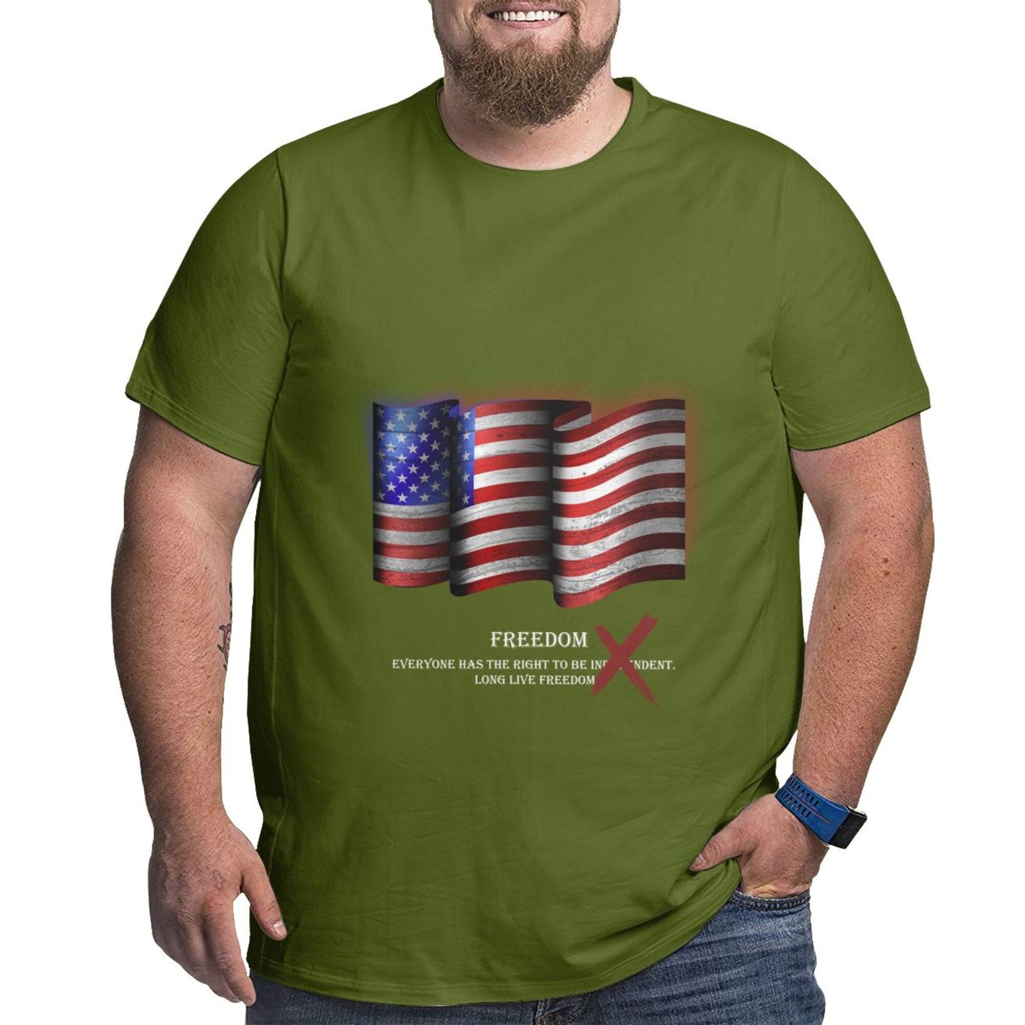 Flag Design Extra Large Plus Size Oversized T Shirts For Men
