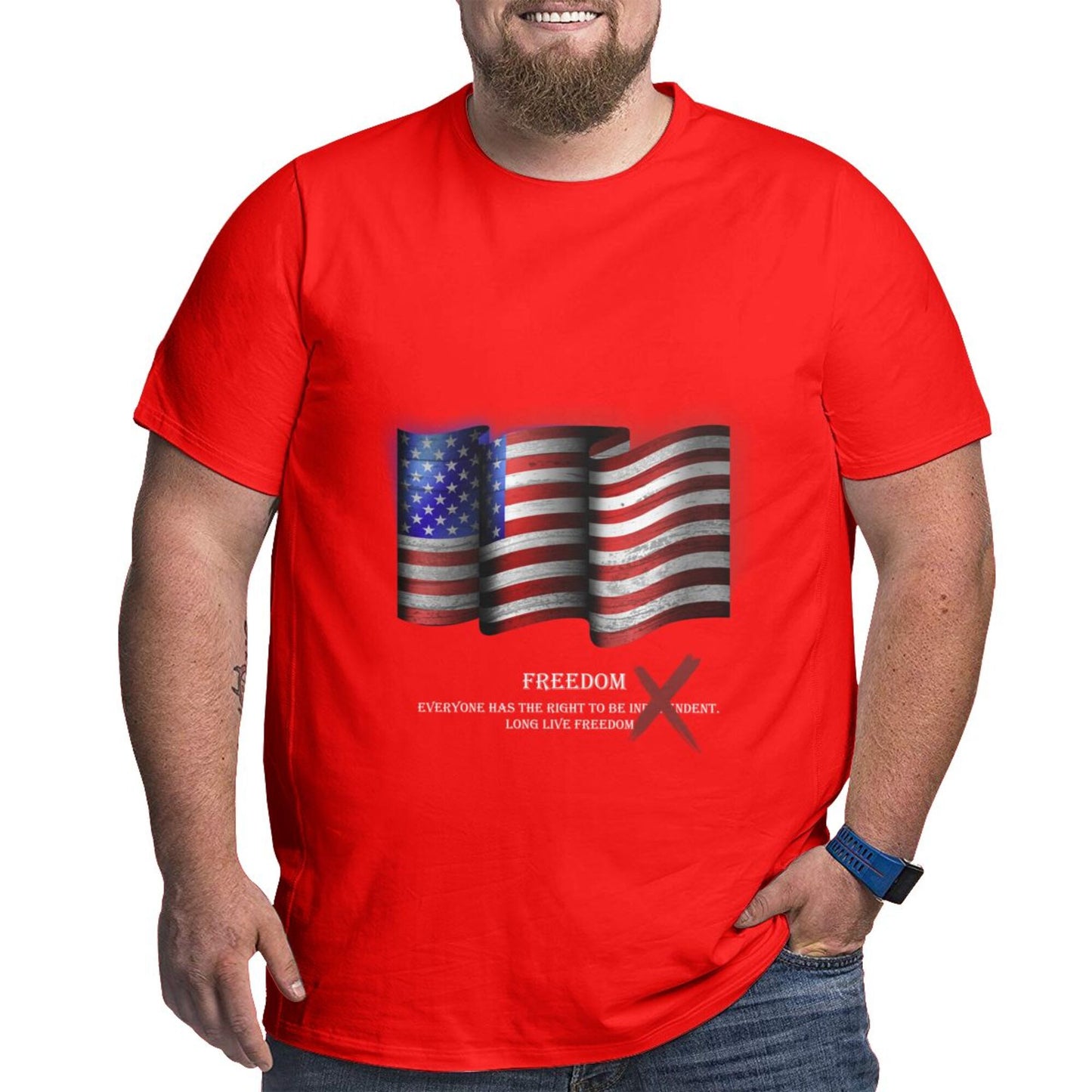Flag Design Extra Large Plus Size Oversized T Shirts For Men