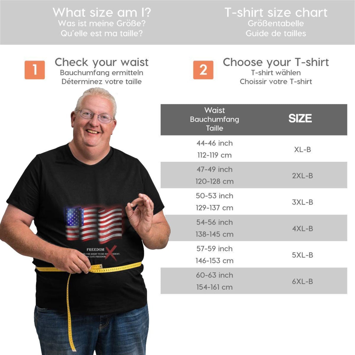 Flag Design Extra Large Plus Size Oversized T Shirts For Men