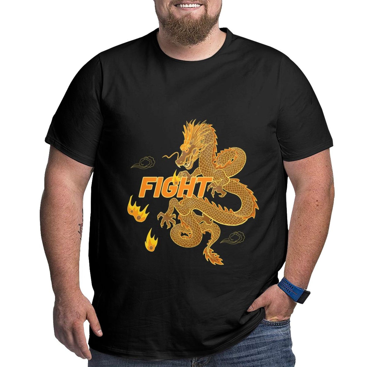 Dragon Design Men Extra Large Plus Size Oversized T Shirts