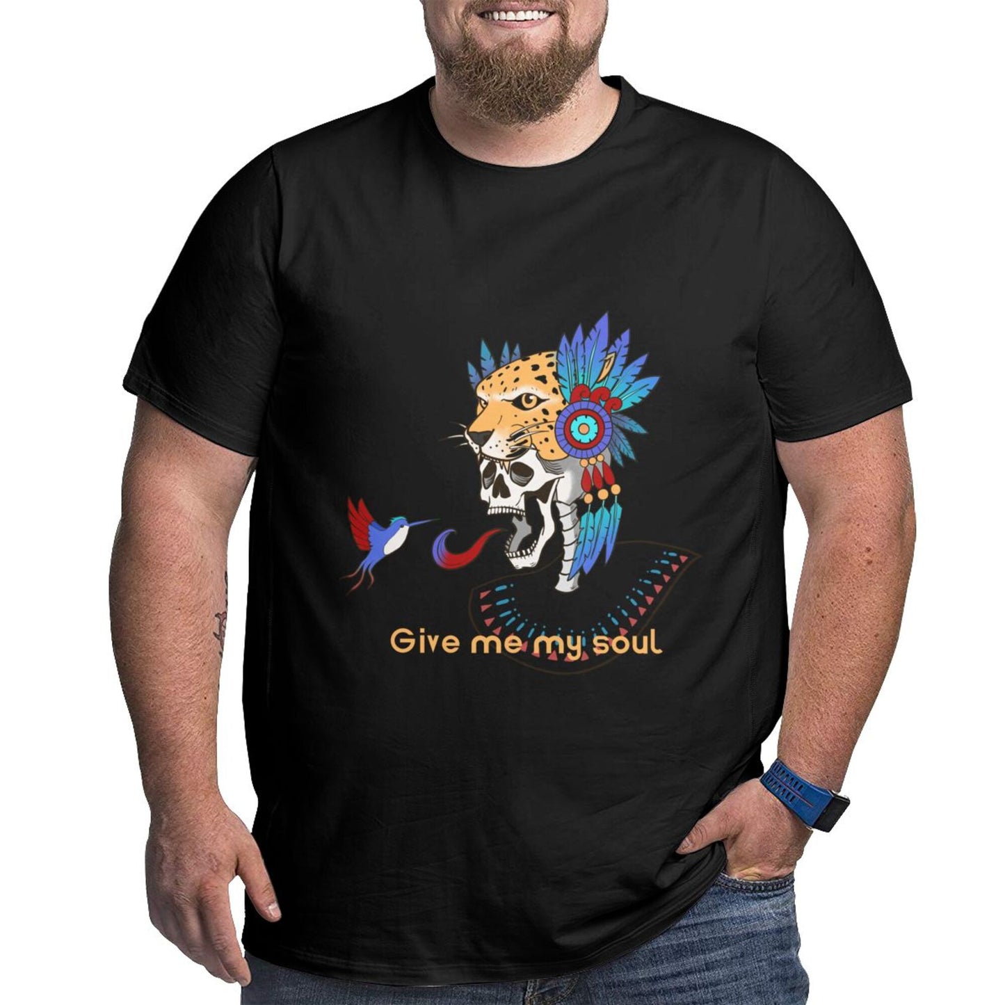 Skull And Hummingbird Men's Extra Large Plus Size Oversized T Shirts
