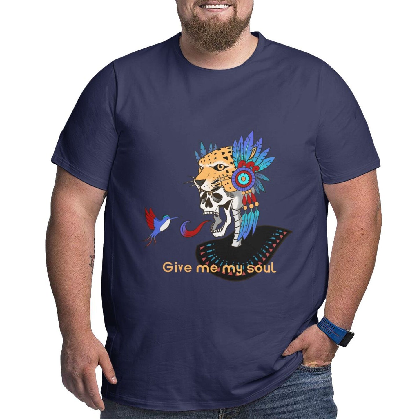 Skull And Hummingbird Men's Extra Large Plus Size Oversized T Shirts