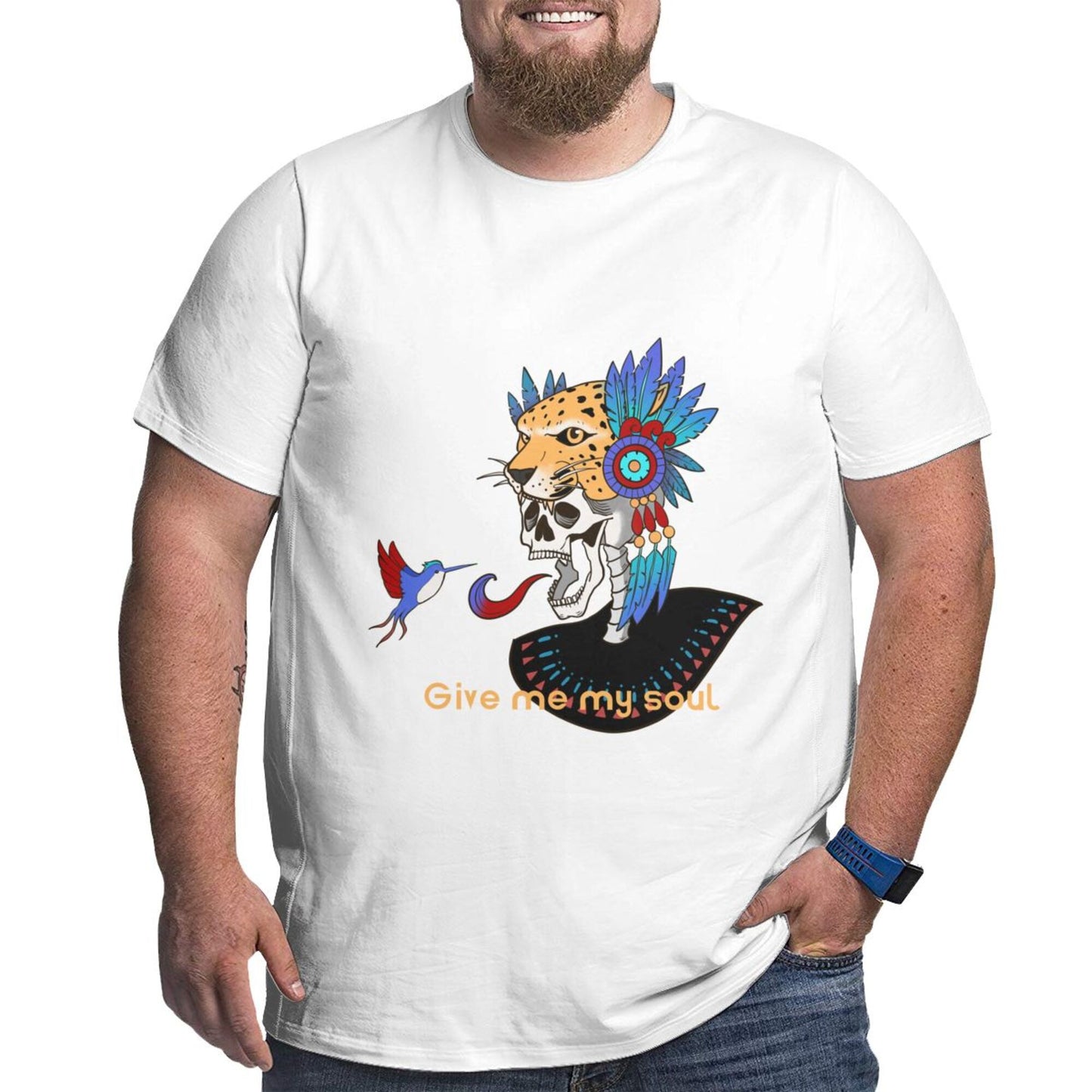 Skull And Hummingbird Men's Extra Large Plus Size Oversized T Shirts