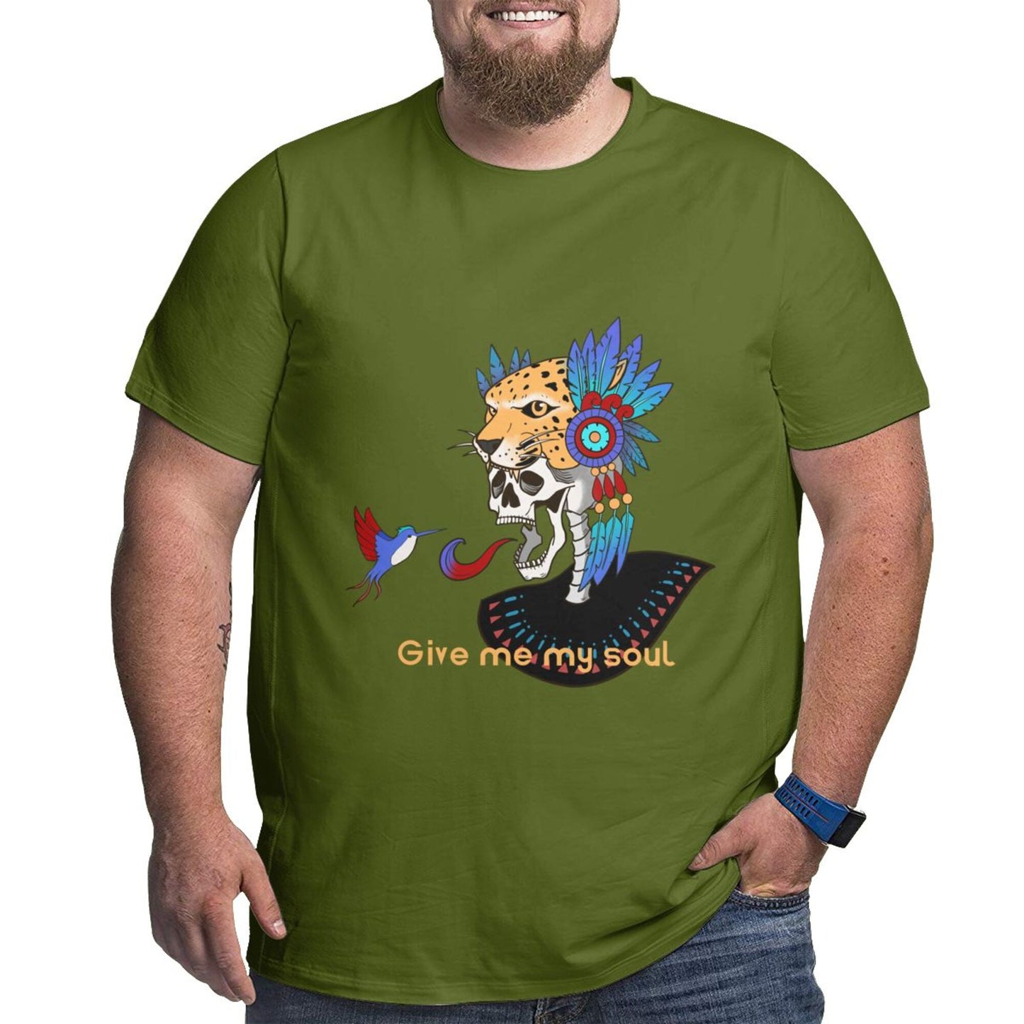 Skull And Hummingbird Men's Extra Large Plus Size Oversized T Shirts