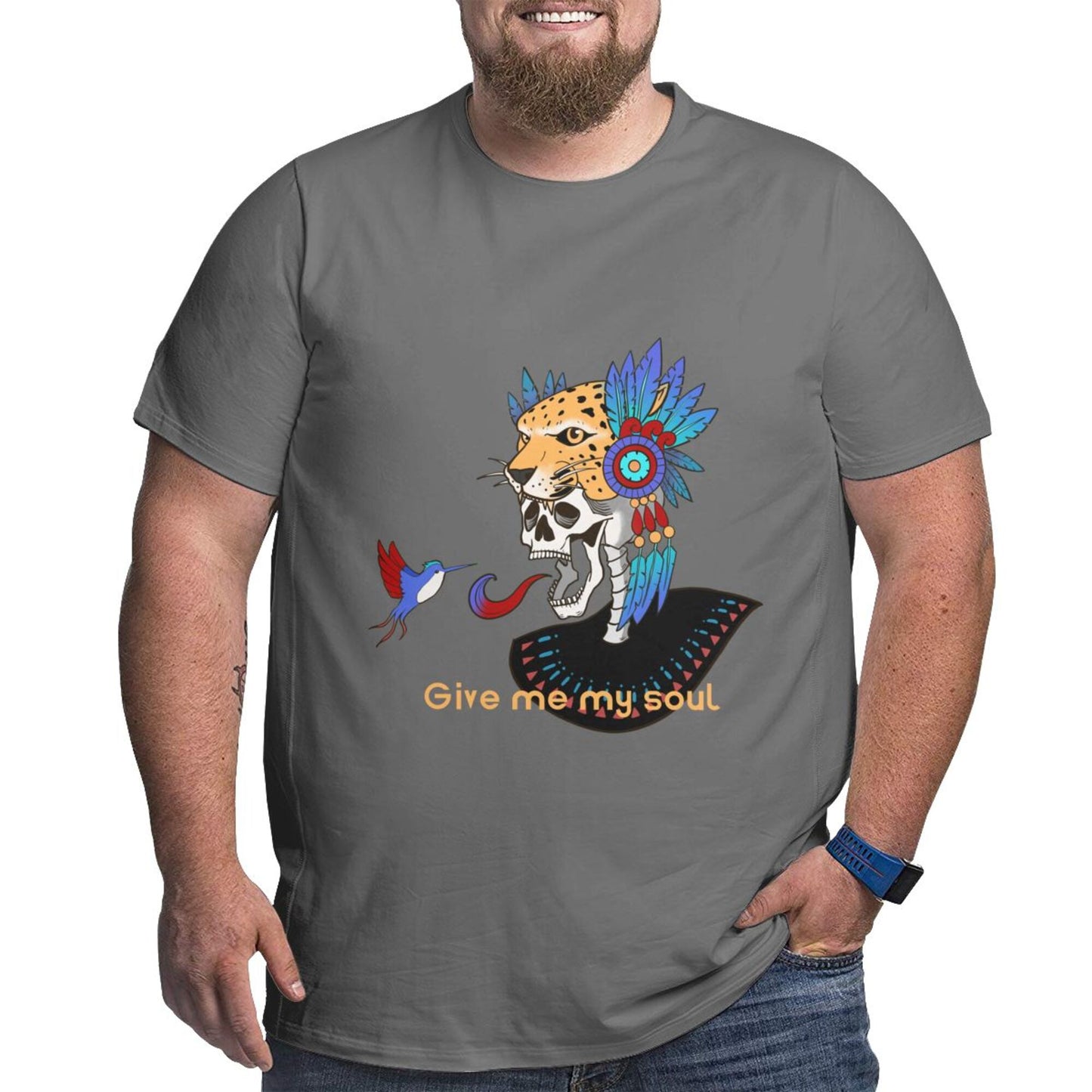 Skull And Hummingbird Men's Extra Large Plus Size Oversized T Shirts