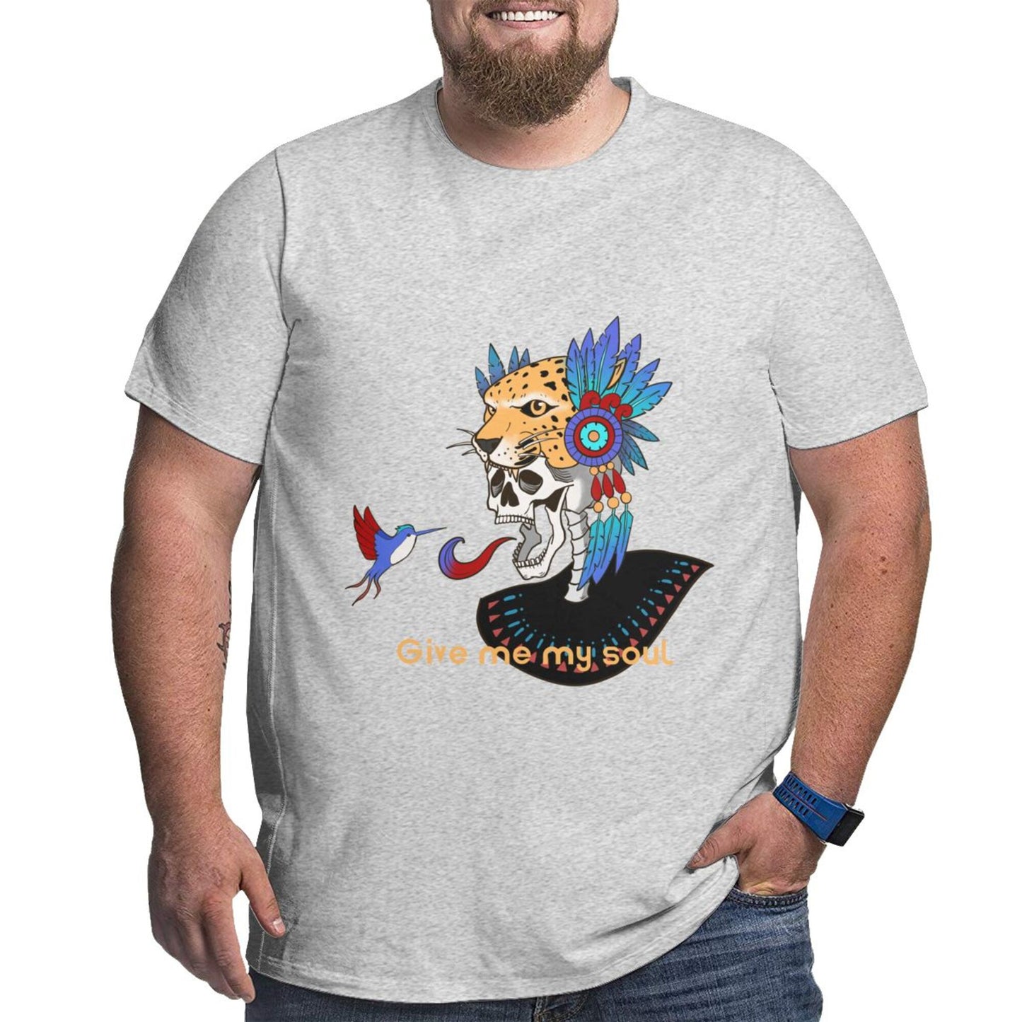 Skull And Hummingbird Men's Extra Large Plus Size Oversized T Shirts