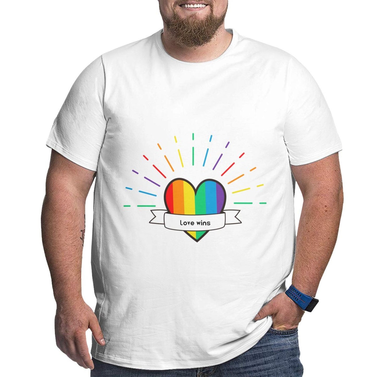 Heart-Shaped Rainbow Extra Large Tall Mens T Shirts