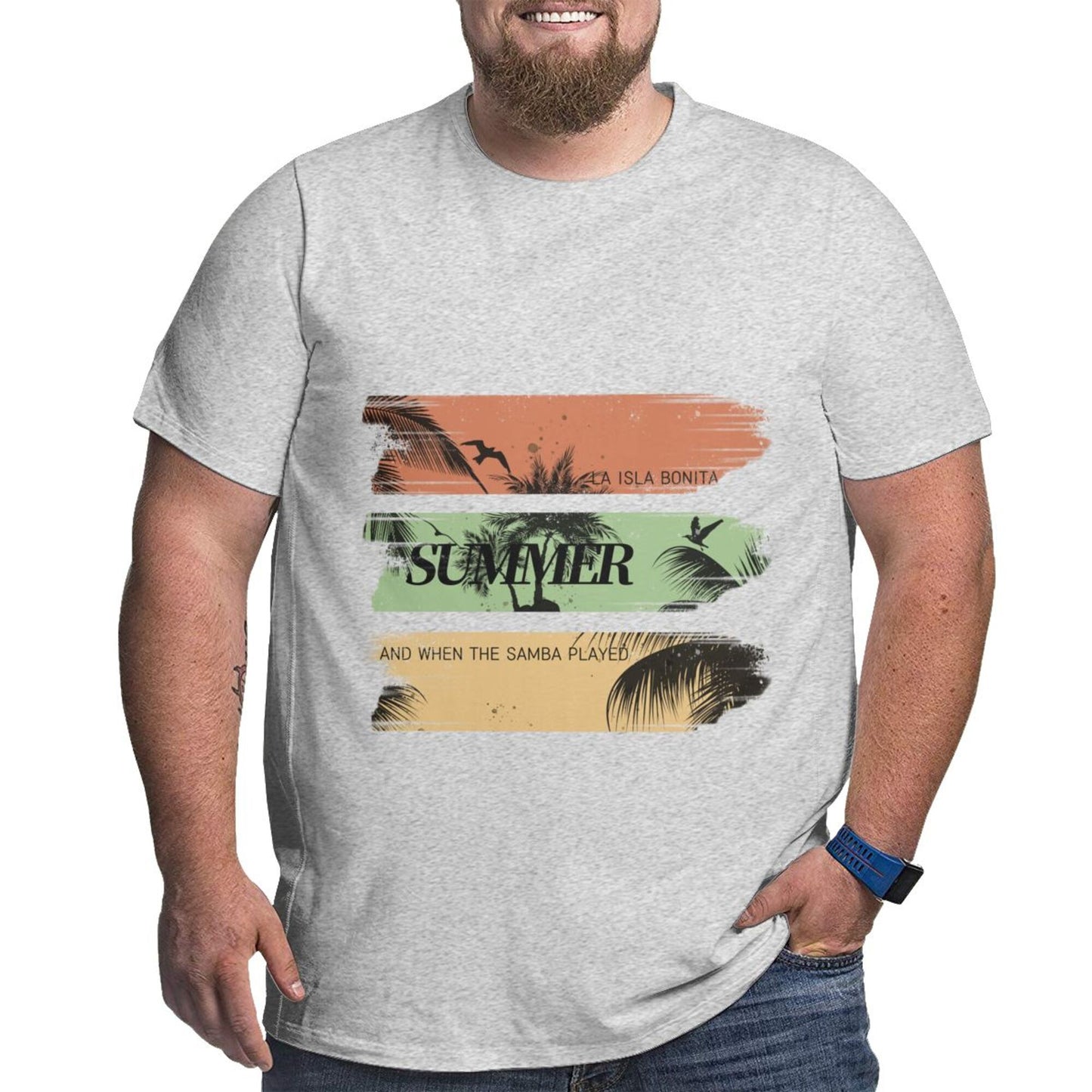 Summer Palm Trees Extra Large Plus Size Oversized T Shirts For Men