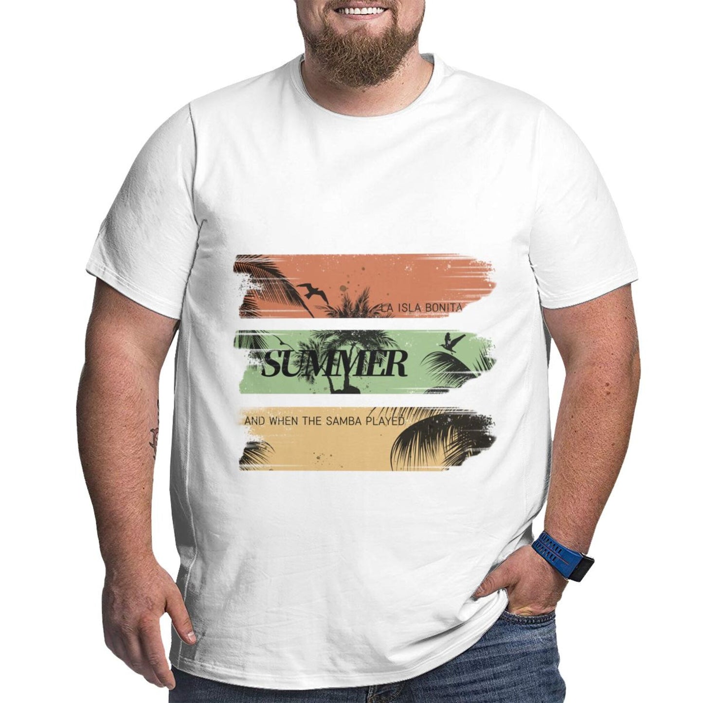 Summer Palm Trees Extra Large Plus Size Oversized T Shirts For Men