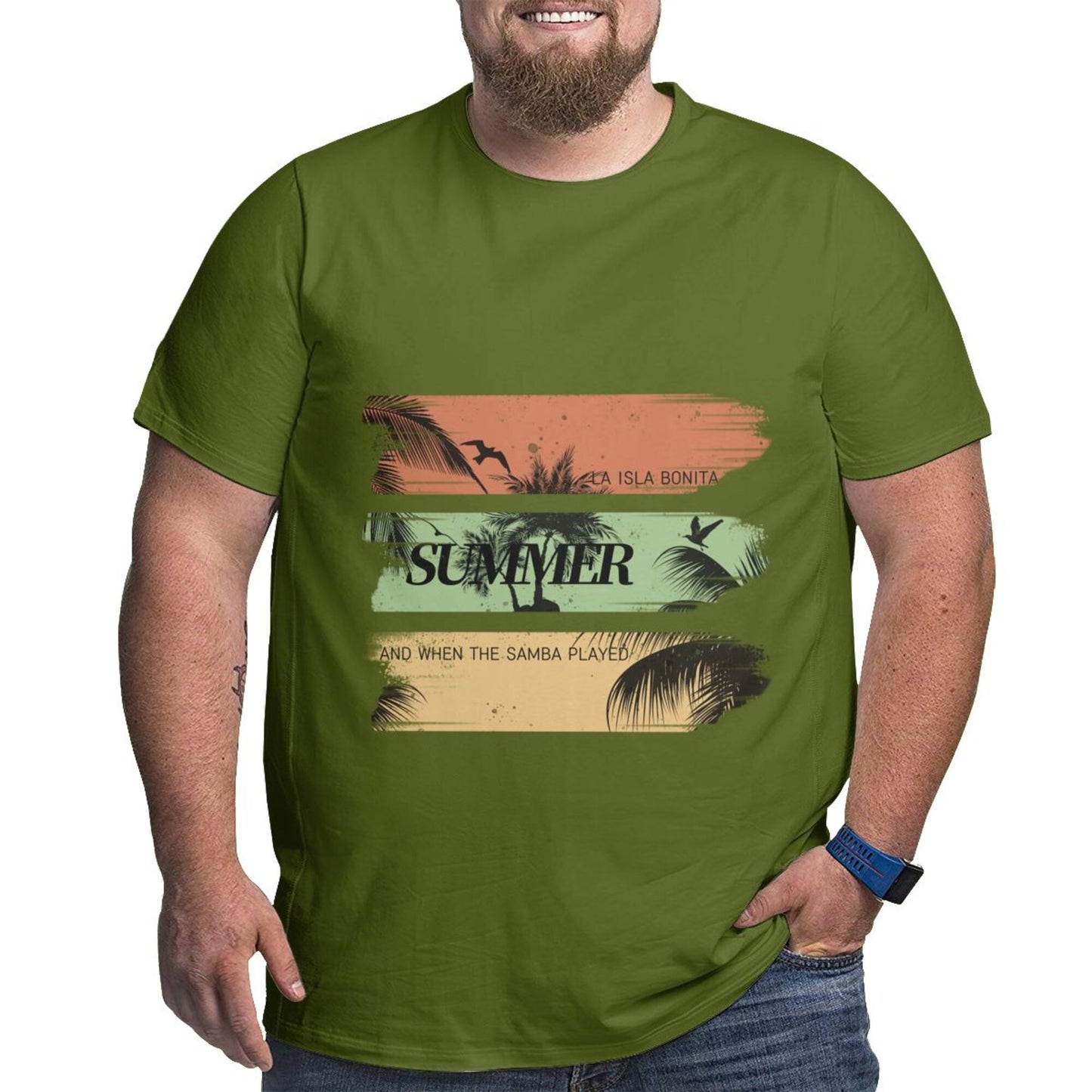 Summer Palm Trees Extra Large Plus Size Oversized T Shirts For Men