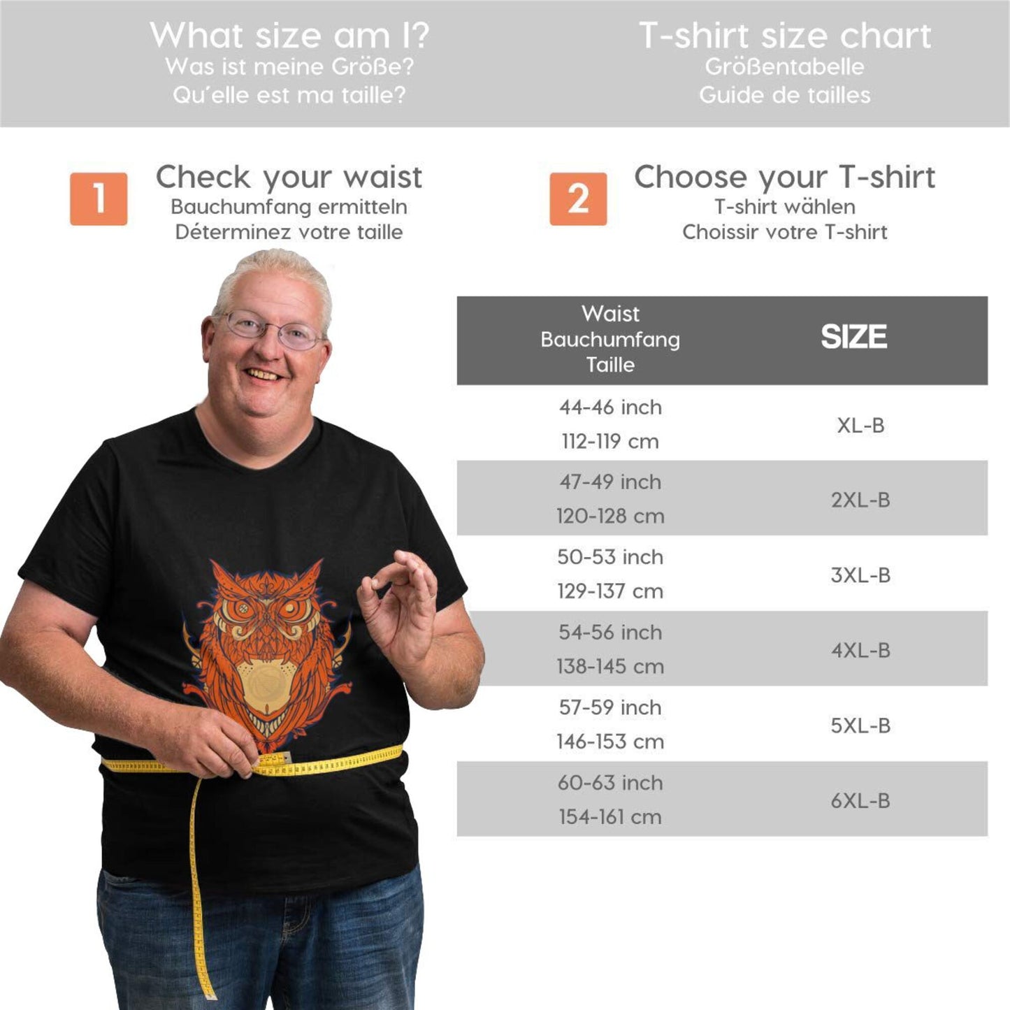 Owl Design Extra Large Tall Mens T Shirts