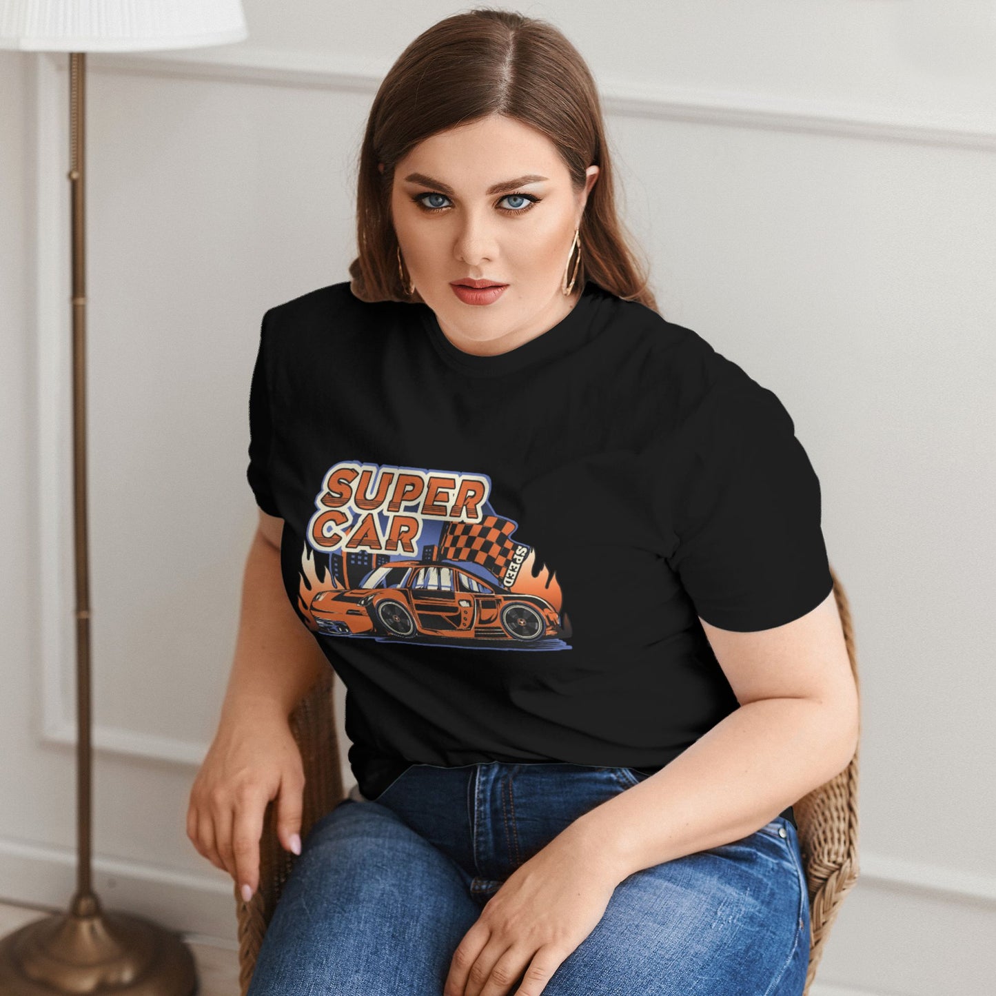 Super Car Women Extra Large Plus Size T Shirts