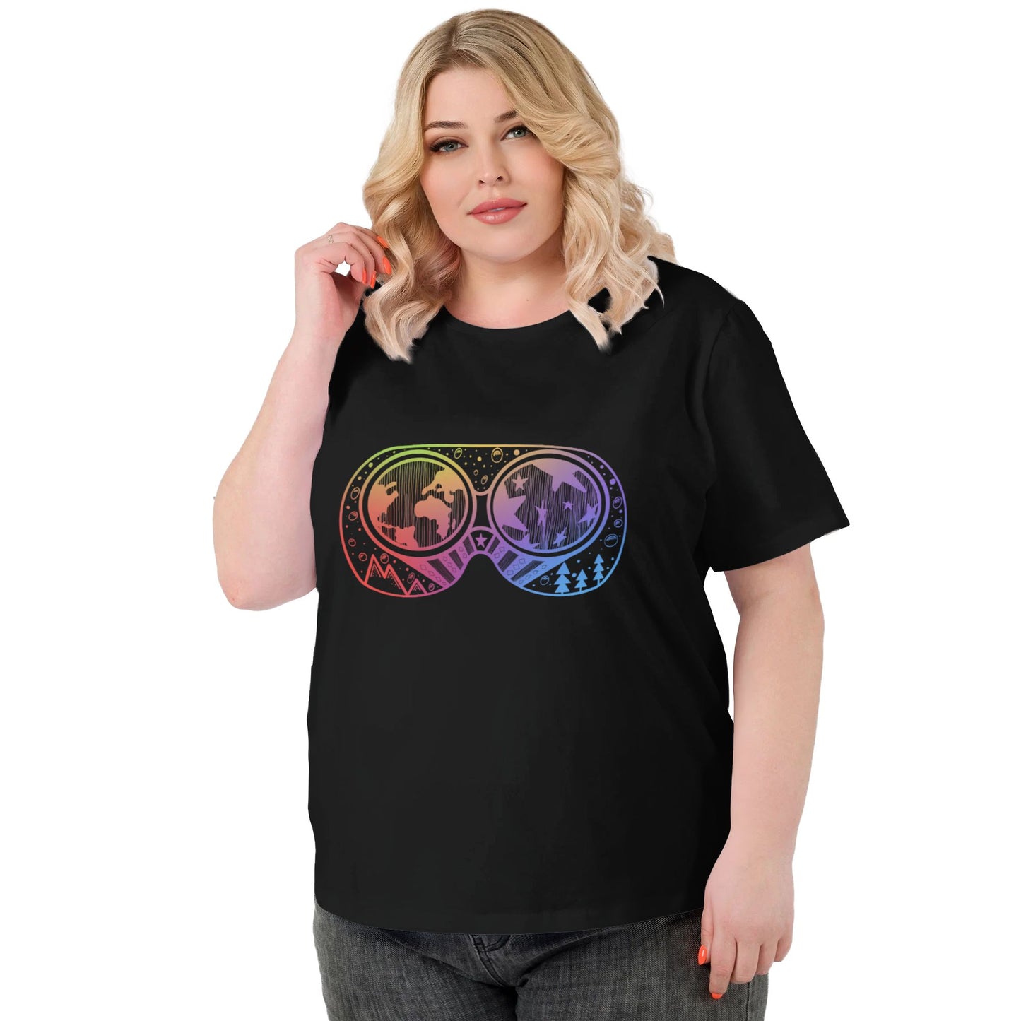 Abstract Glasses Women Extra Large Plus Size T Shirts