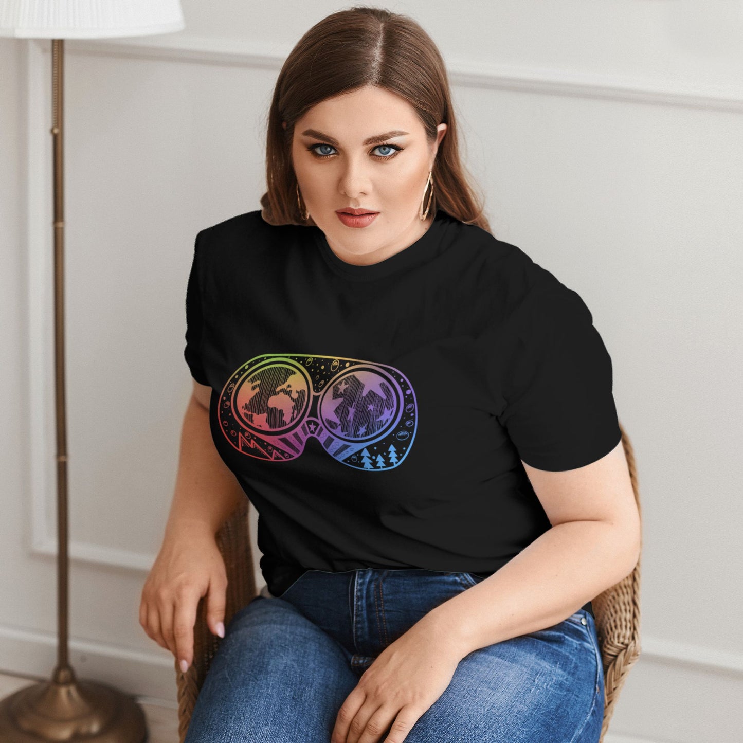 Abstract Glasses Women Extra Large Plus Size T Shirts