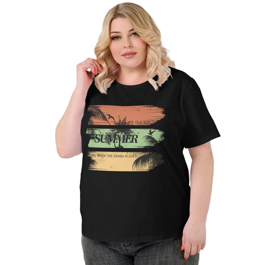 Palm Tree Extra Large Plus Size T Shirts For Women