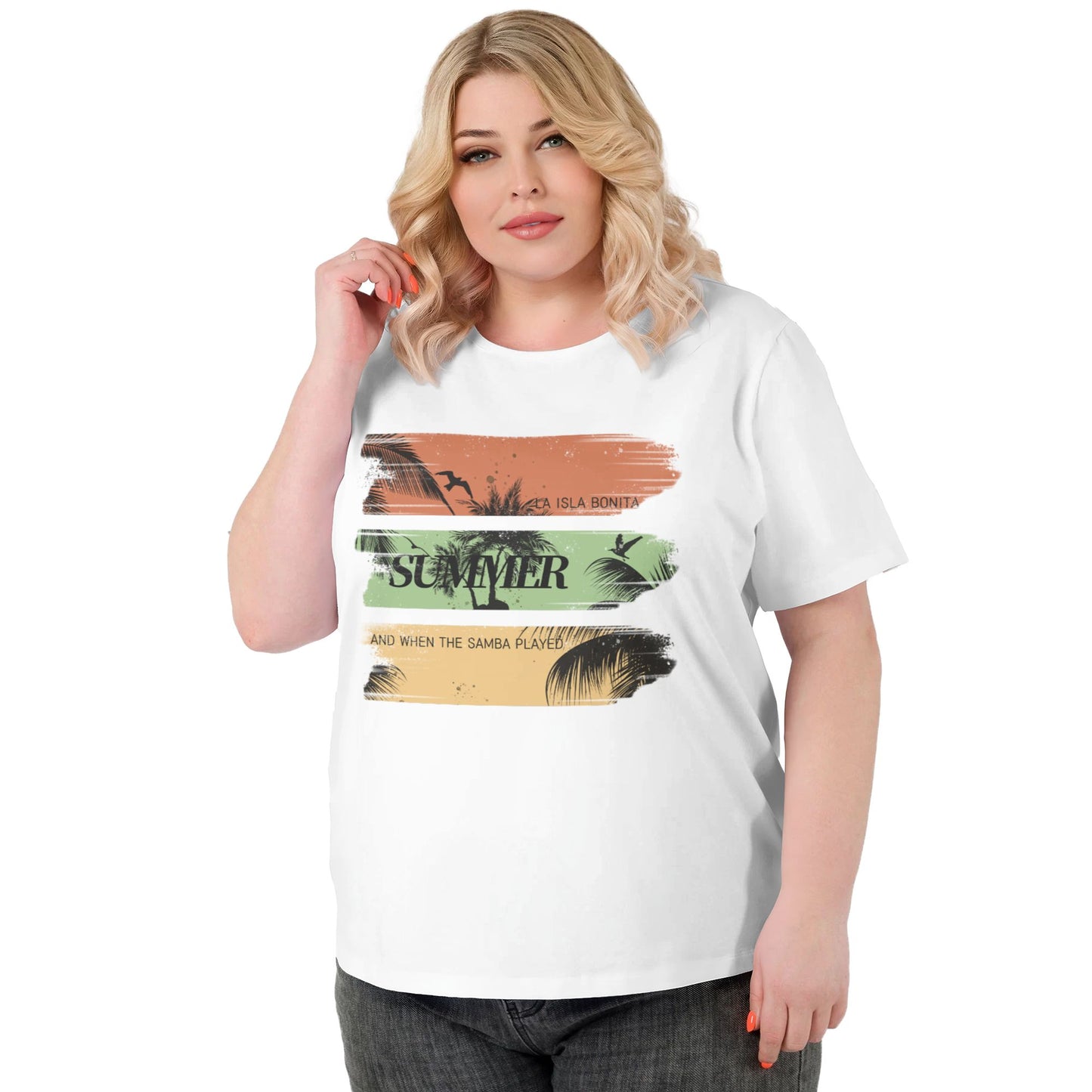 Palm Tree Extra Large Plus Size T Shirts For Women