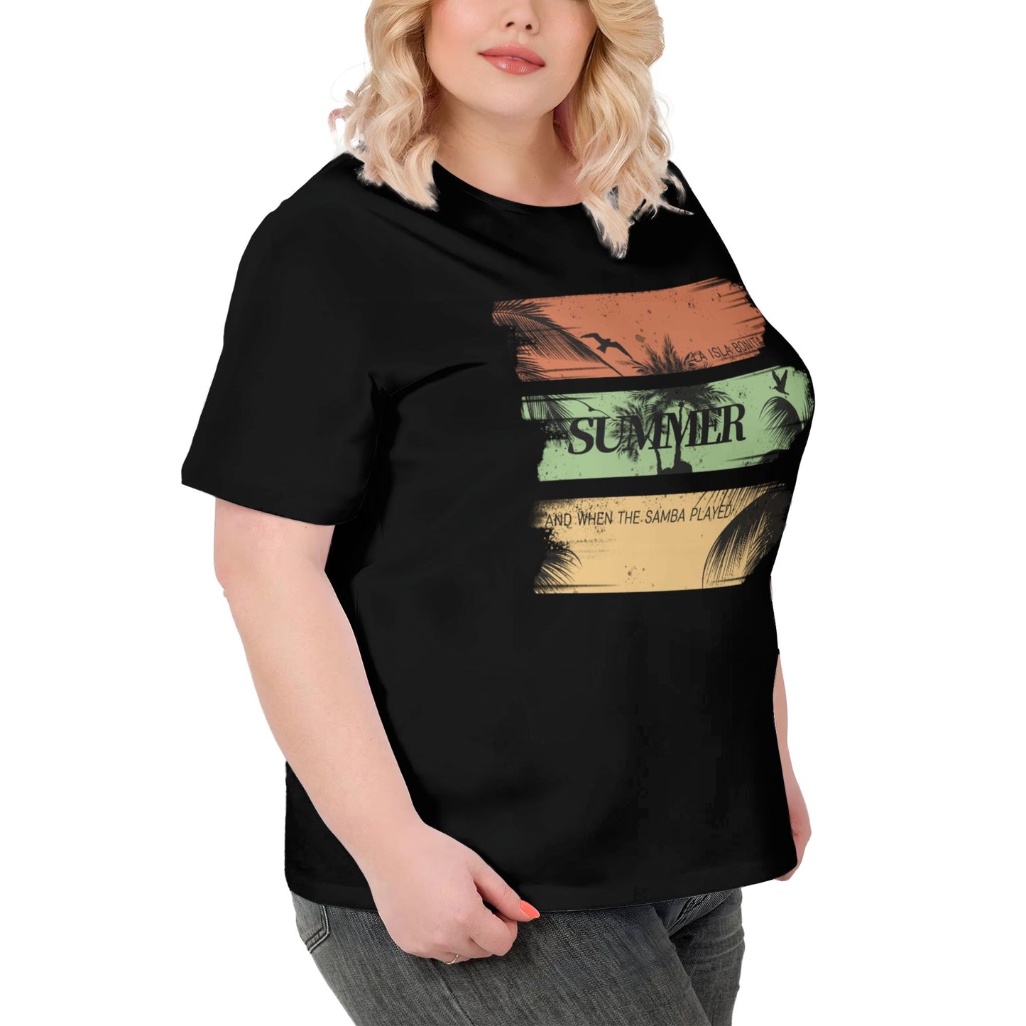 Palm Tree Extra Large Plus Size T Shirts For Women