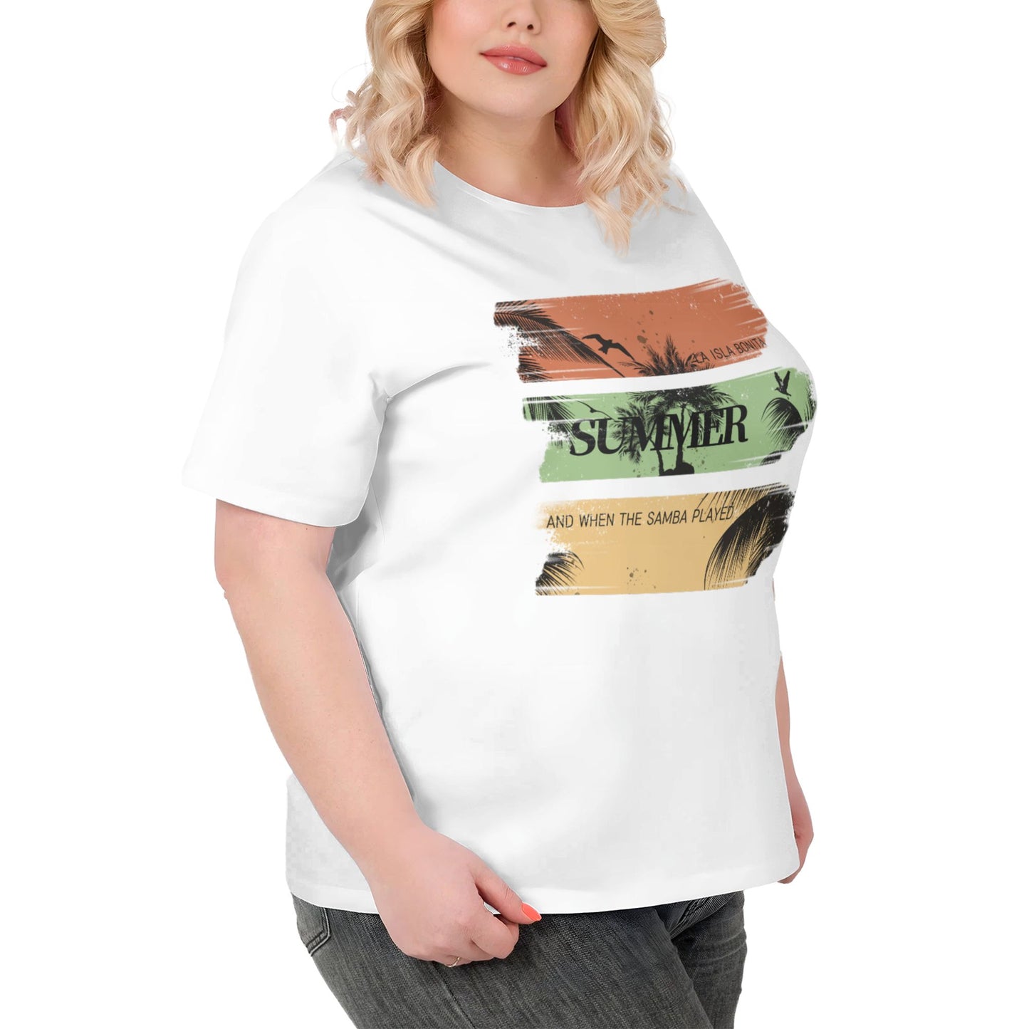 Palm Tree Extra Large Plus Size T Shirts For Women