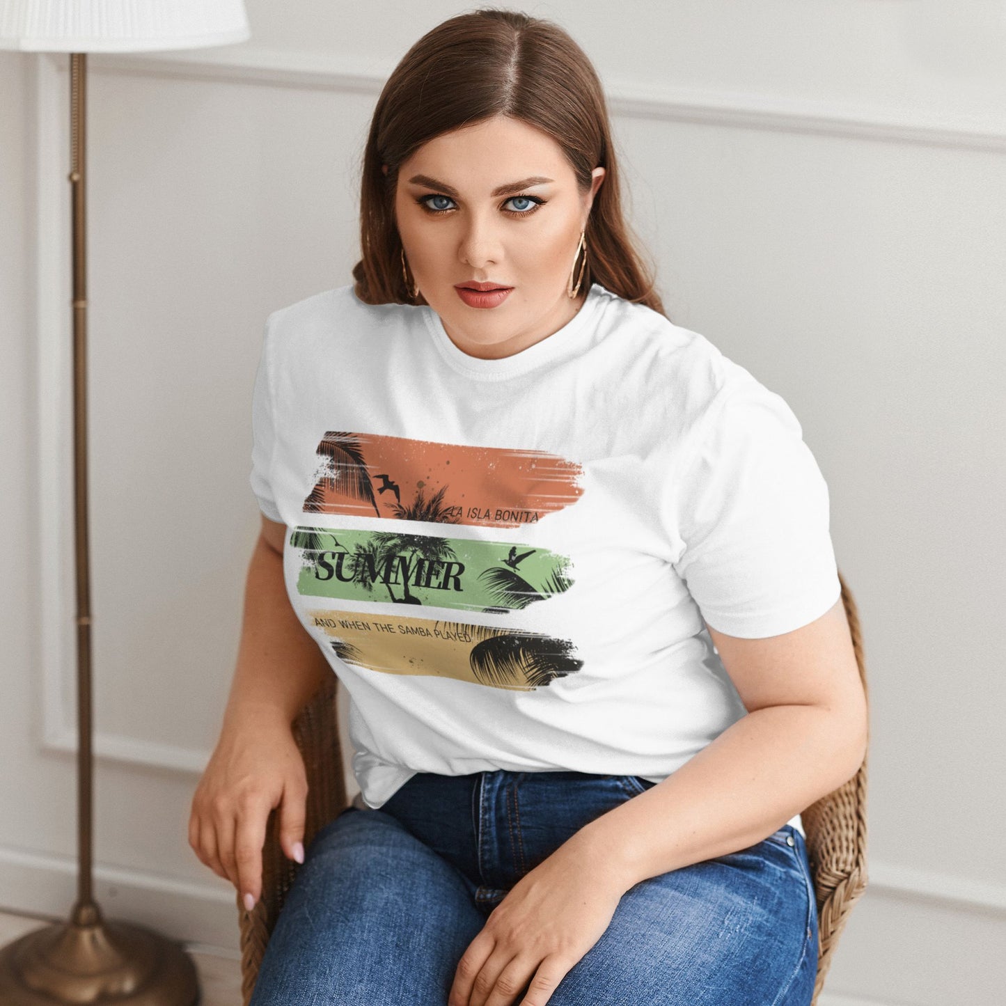 Palm Tree Extra Large Plus Size T Shirts For Women