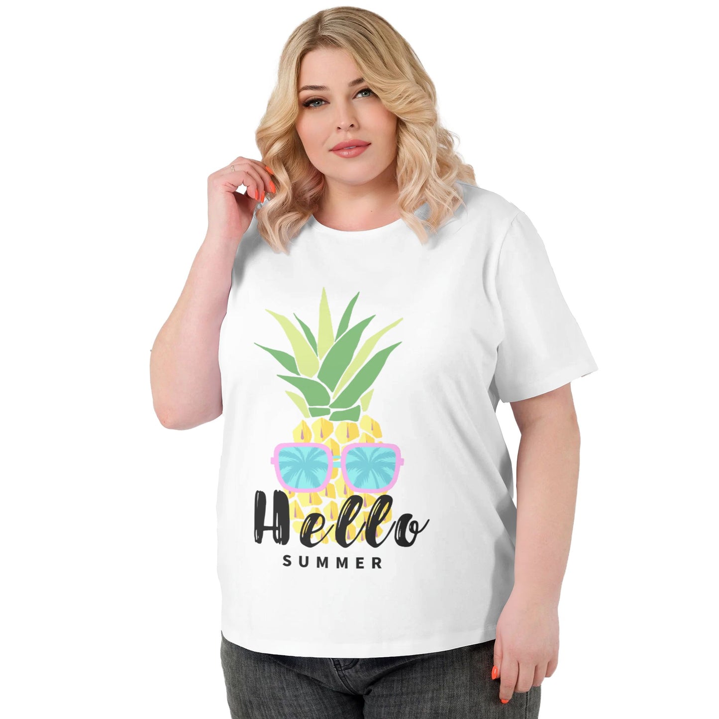 Hello Summer Extra Large Plus Size T Shirts For Women