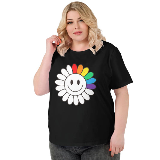 Rainbow Flower Extra Large Plus Size T Shirts For Women