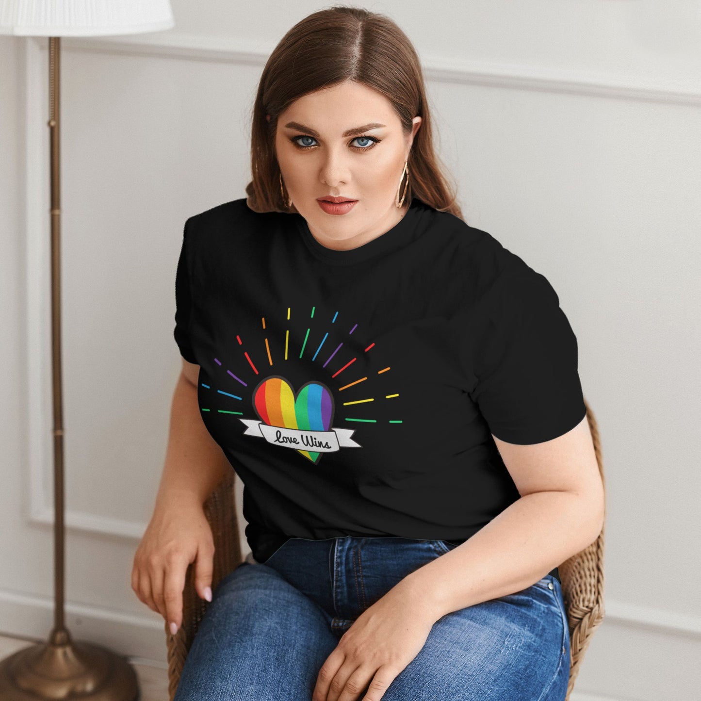 Rainbow Love Women Extra Large Plus Size T Shirts