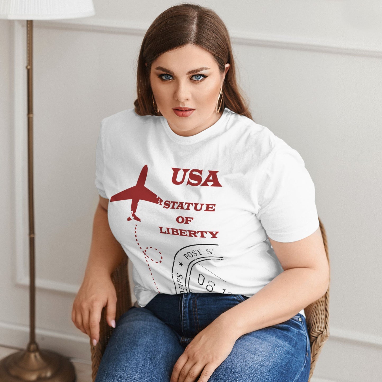 Stamp Design Women Extra Large Plus Size T Shirts