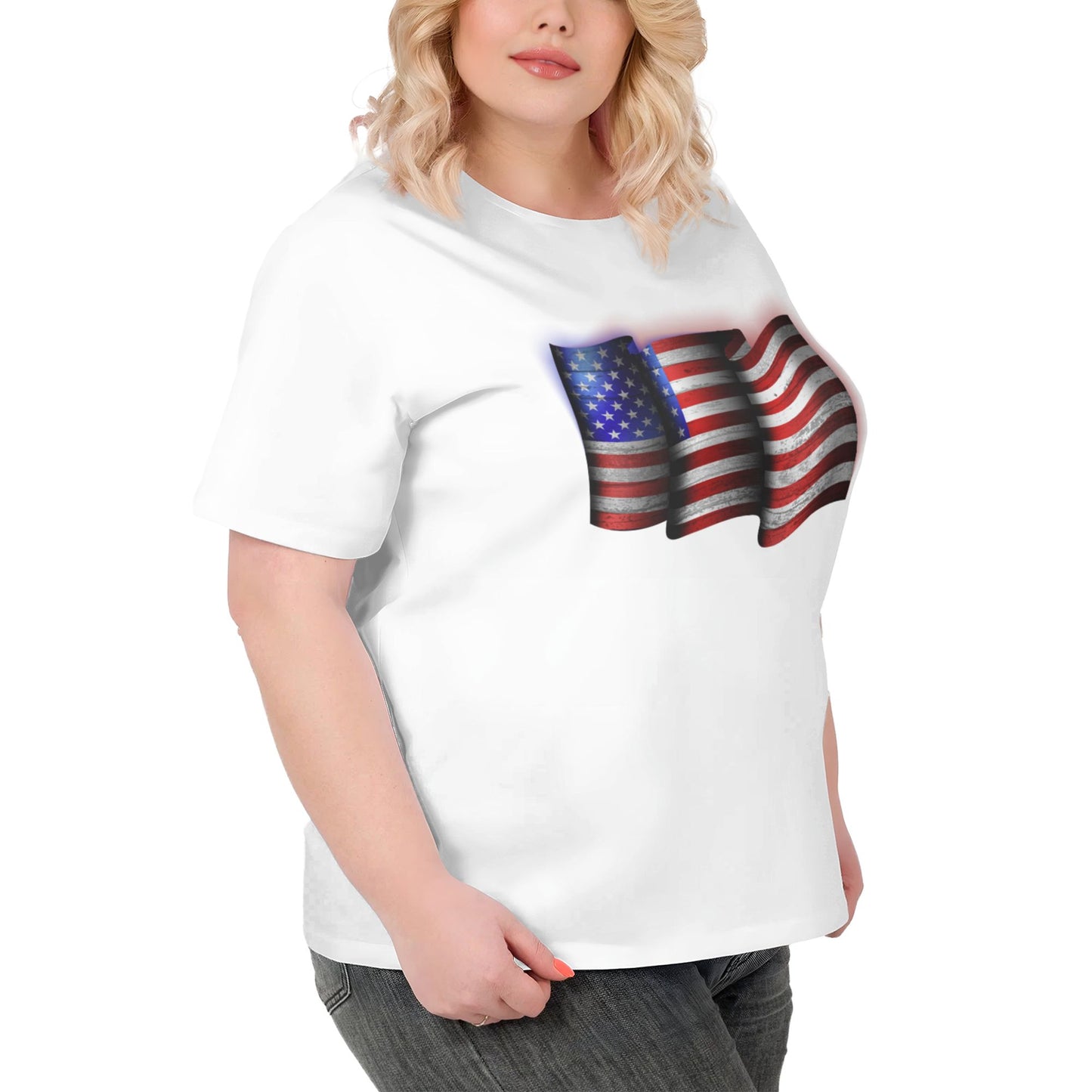 Flag Design Extra Large Plus Size T Shirts For Women