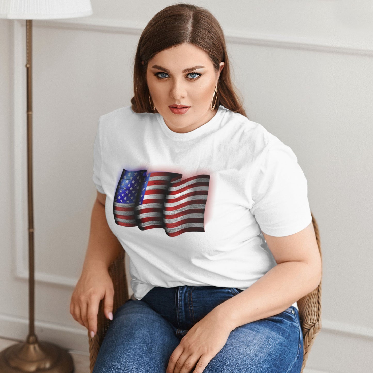Flag Design Extra Large Plus Size T Shirts For Women