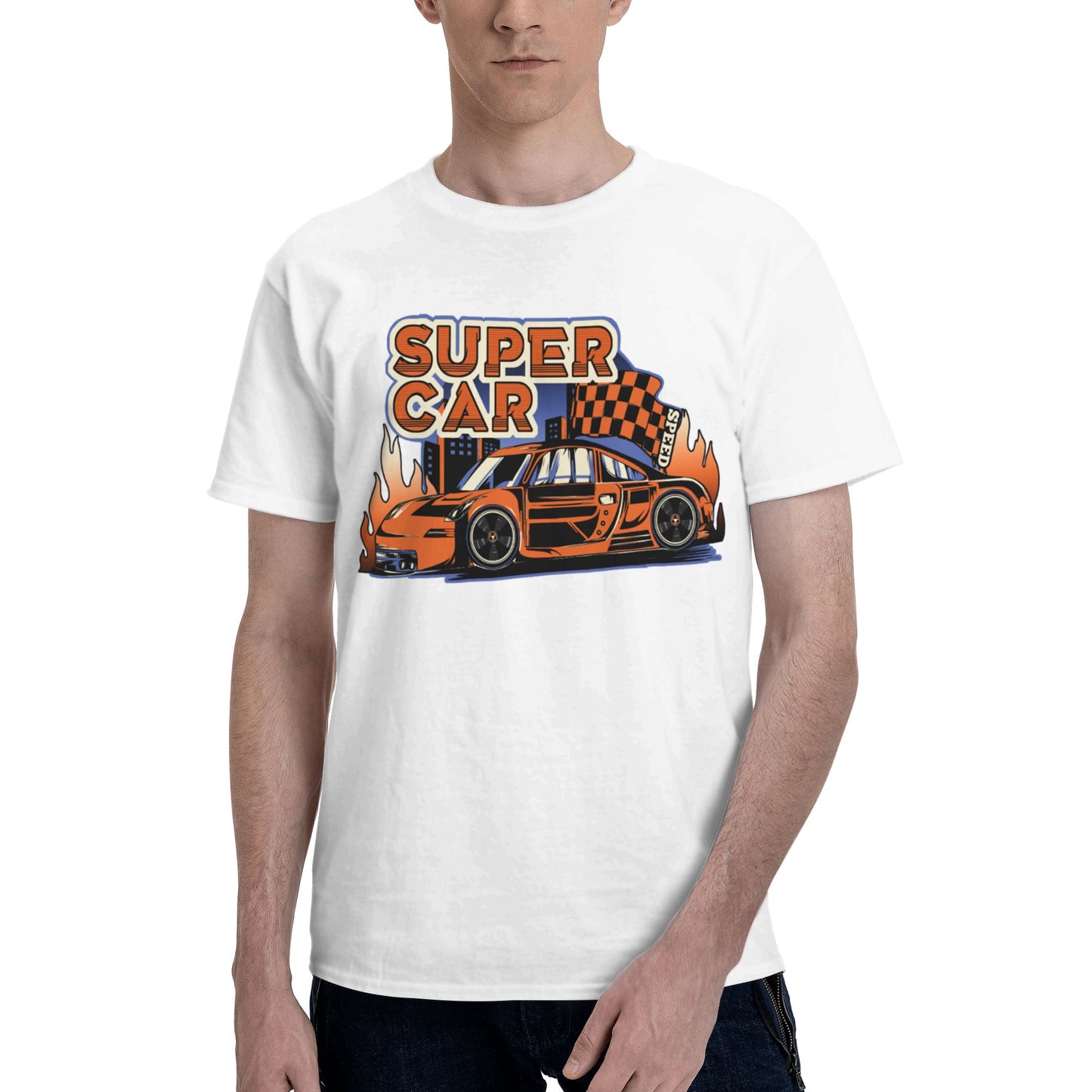 Super Car Short Sleeve Cotton T-Shirt For Men