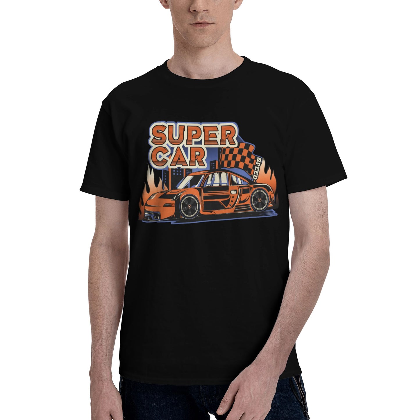 Super Car Short Sleeve Cotton T-Shirt For Men