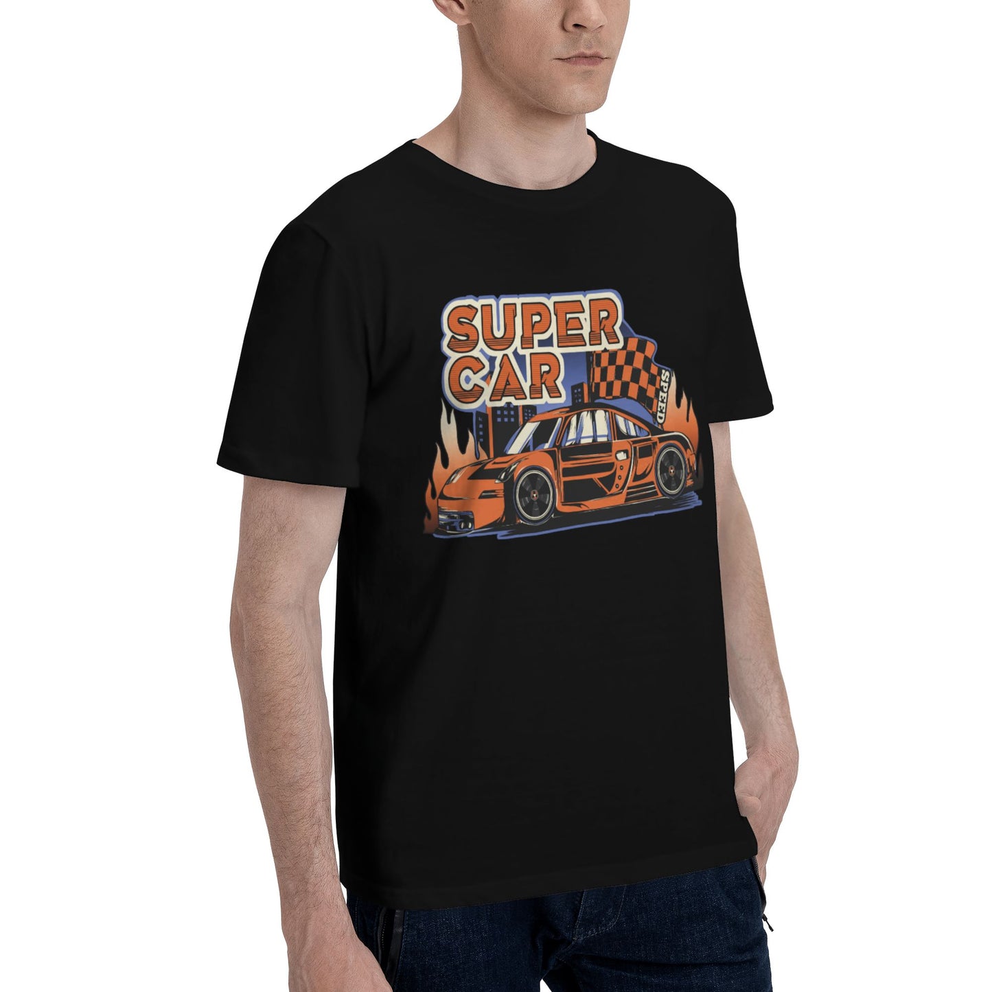 Super Car Short Sleeve Cotton T-Shirt For Men
