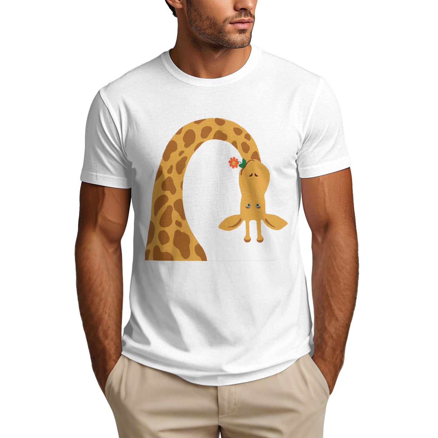 Giraffe Men's Short Sleeve Cotton T-Shirt