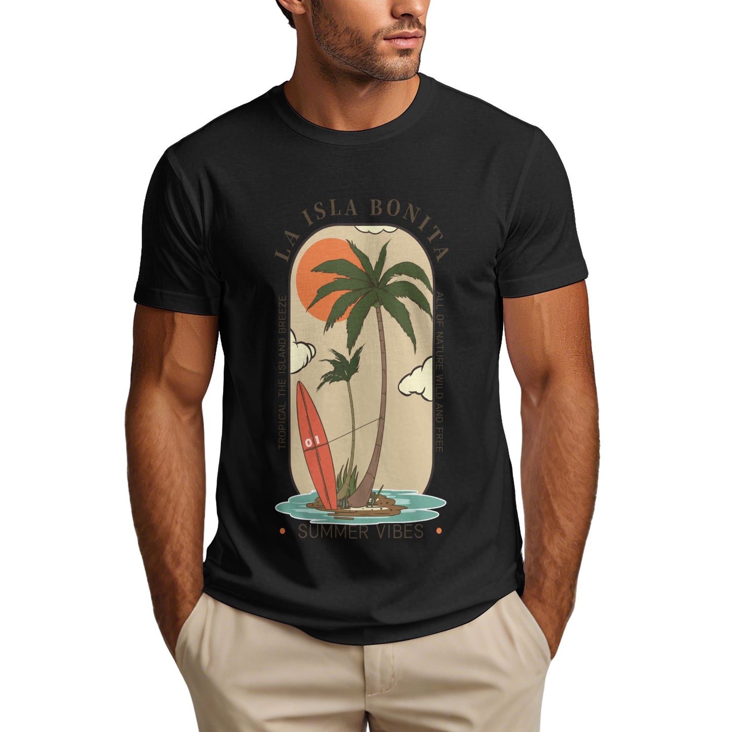 Coconut Trees Men's Short Sleeve Cotton T-Shirt